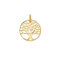 Pendentif rond arbre de vie ajouré Plaqué or diam. 18mm