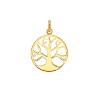 Pendentif rond arbre de vie ajouré Plaqué or diam. 20mm