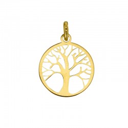 Pendentif rond avec arbre de vie ajouré, Or 375/1000