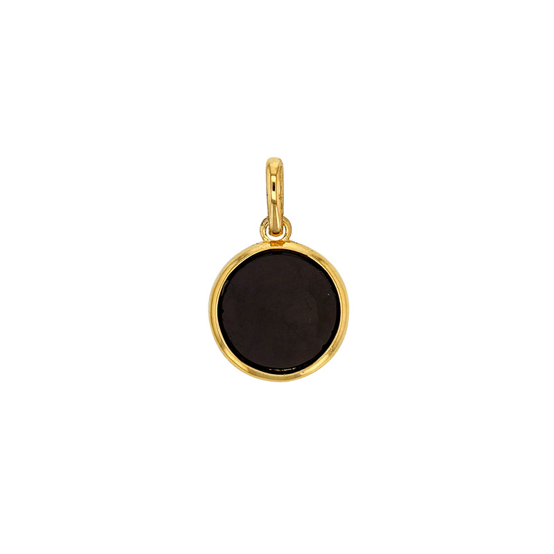 Pendentif rond en nacre blanche, Plaqué or