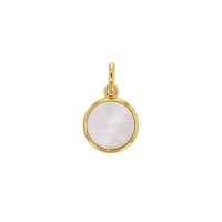 Pendentif rond en nacre blanche, Plaqué or