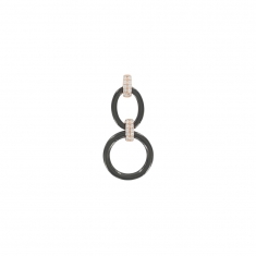 Pendentif rond et ovale en céramique noire avec oxydes de zirconium et argent 925/1000 rhodié