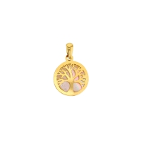 Pendentif rond (motif arbre de vie) Or 750/1000 et nacre