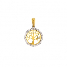 Pendentif rond (motif arbre de vie) Or 750/1000 et oxydes de zirconium