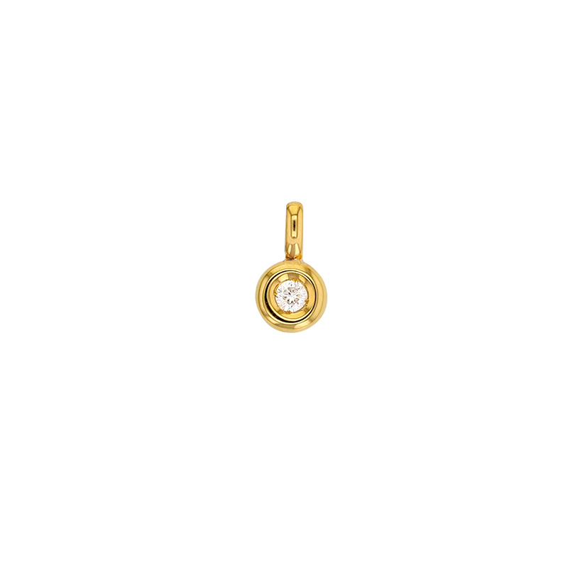 Pendentif rond, Or 750/1000 avec diamant 0.03ct (serti clos)