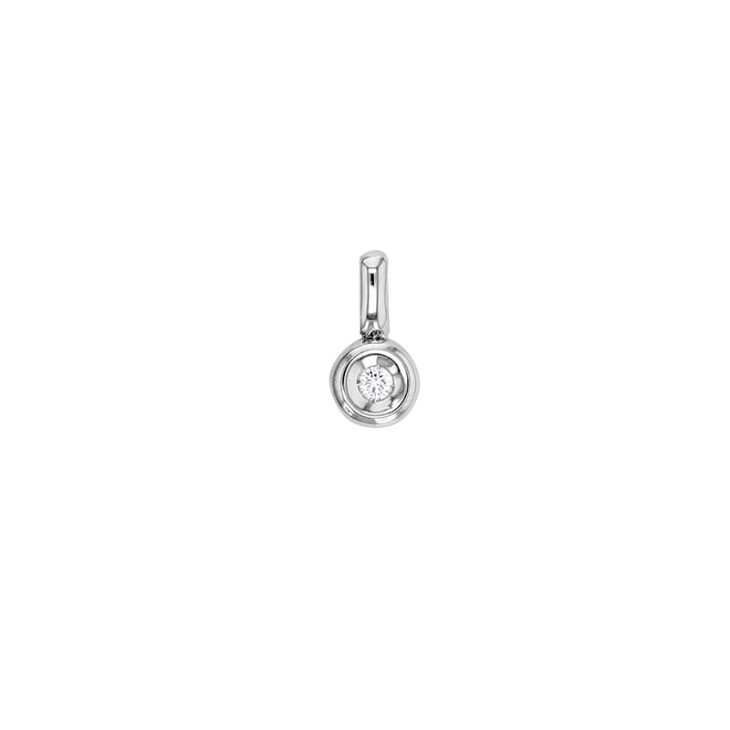 Pendentif rond, Or 750/1000 avec diamant 0.03ct (serti clos)