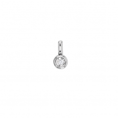 Pendentif rond, Or blanc 750/1000 avec diamant 0.03ct (serti clos)