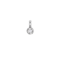 Pendentif rond, Or blanc 750/1000 avec diamant 0.03ct (serti clos)