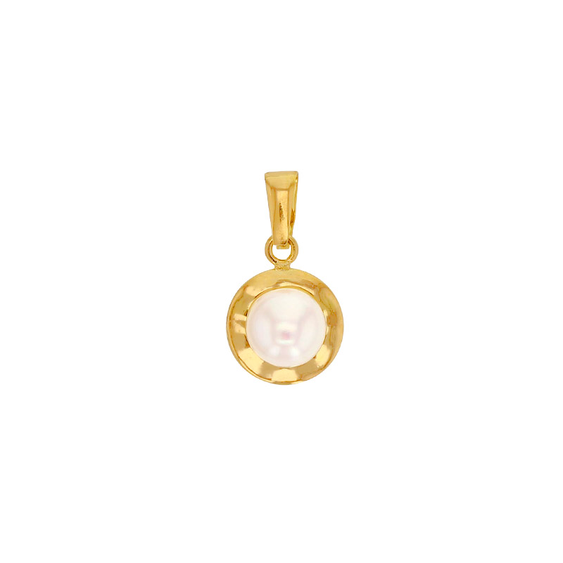 Pendentif rond Or 750/1000 et perle d'eau douce