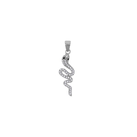 Pendentif serpent pavé d'oxydes dont 2 noirs, argent 925/1000 rhodié