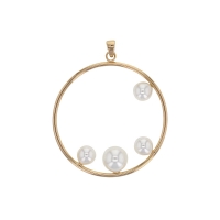 Pendentif SOLAIRE cercle en argent 925/1000 doré avec perles synthétiques