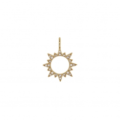 Pendentif soleil ajouré orné d'oxydes, plaqué or