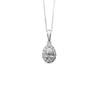 Pendentif taille poire orné de diamants synthétiques GVS, Or blanc 750/1000