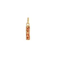 Pendentif Tiki Force Plaqué or et résine couleur corail