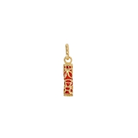 Pendentif Tiki Sagesse Plaqué or et résine couleur corail