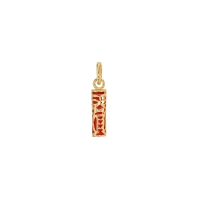 Pendentif Tiki Tendresse Plaqué or et résine couleur corail