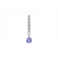 Pendentif Topaze taille ronde 4mm, bélière sertie de 5 diamants HSI 0,03ct, Or blanc 750/1000