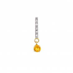 Pendentif Topaze taille ronde 4mm, bélière sertie de 5 diamants HSI 0,03ct, Or blanc 750/1000