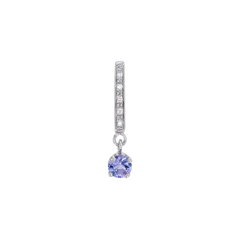 Pendentif Topaze taille ronde 4mm, bélière sertie de 5 diamants HSI 0,03ct, Or blanc 750/1000