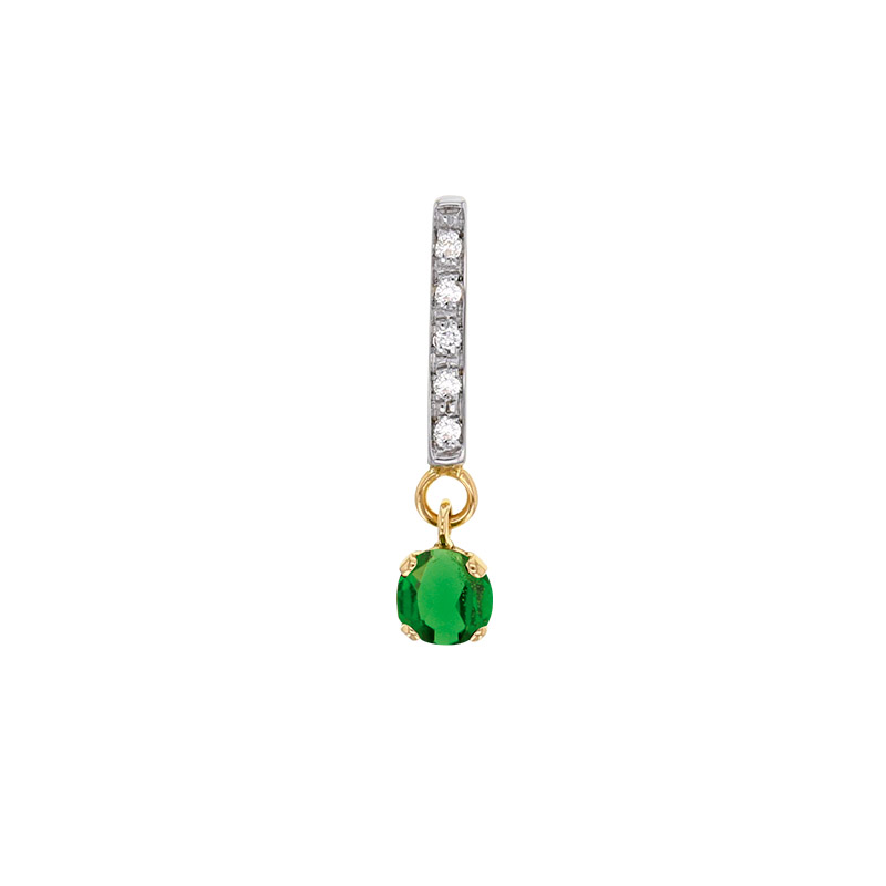 Pendentif Topaze taille ronde 4mm, bélière sertie de 5 diamants HSI 0,03ct, Or blanc 750/1000