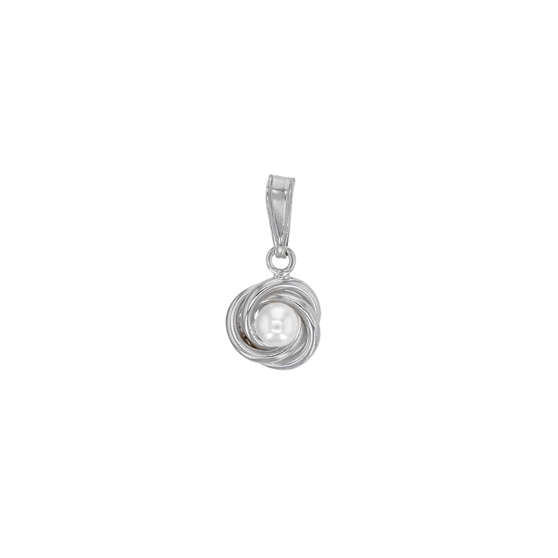 Pendentif torsadé perle de culture d'eau douce, argent 925/1000