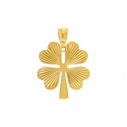 Pendentif trèfle à 4 feuilles ciselées en Or 750/1000