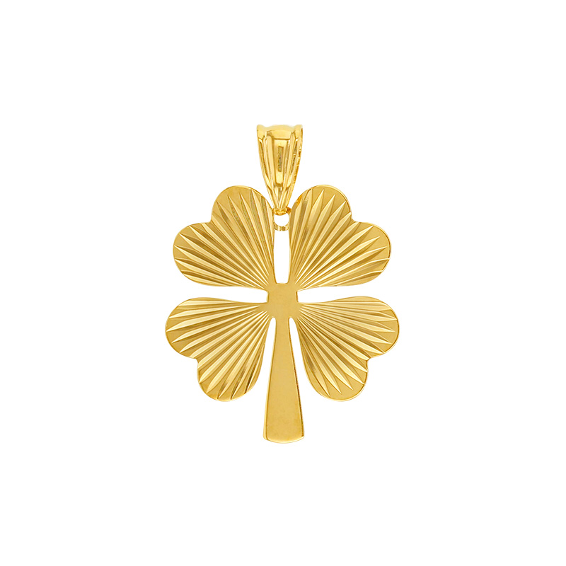 Pendentif trèfle à 4 feuilles ciselées en Or 750/1000