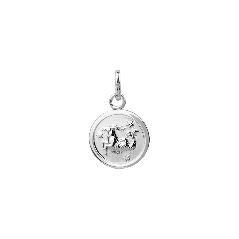 Pendentif zodiaque Bélier avec étoiles, argent 925/1000 platiné