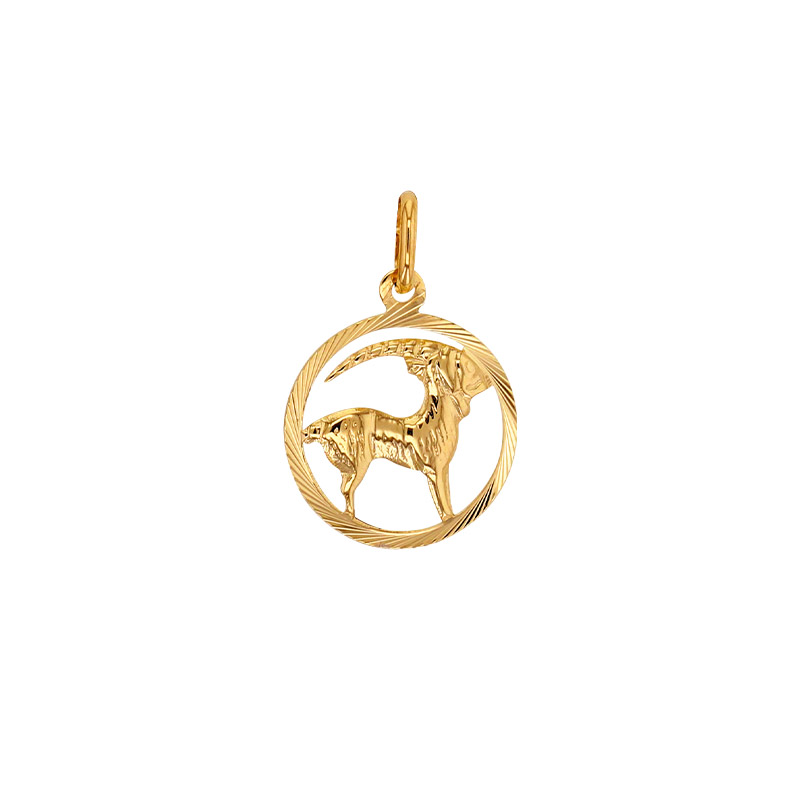 Pendentif Zodiaque Bélier rond en Or 375/1000