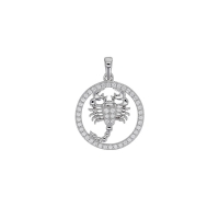 Pendentif zodiaque cercle Bélier avec oxydes, argent 925/1000 rhodié