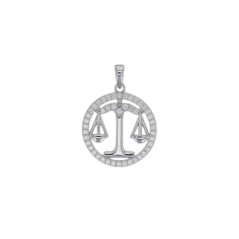 Pendentif zodiaque cercle Bélier avec oxydes, argent 925/1000 rhodié