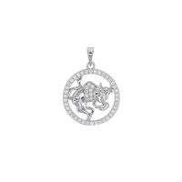 Pendentif zodiaque cercle Bélier avec oxydes, argent 925/1000 rhodié