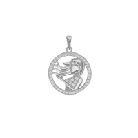 Pendentif zodiaque cercle Bélier avec oxydes, argent 925/1000 rhodié