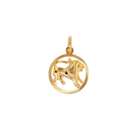 Pendentif Zodiaque Lion rond en Or 375/1000