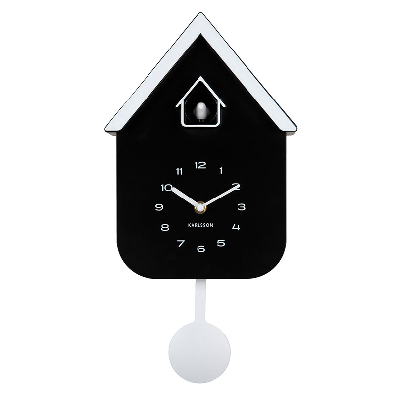 Pendule coucou blanc et noir en polystyrène