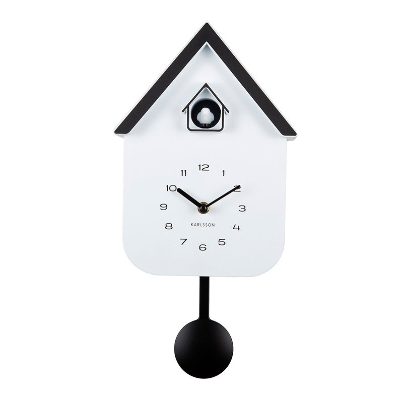 Pendule coucou blanc et noir en polystyrène