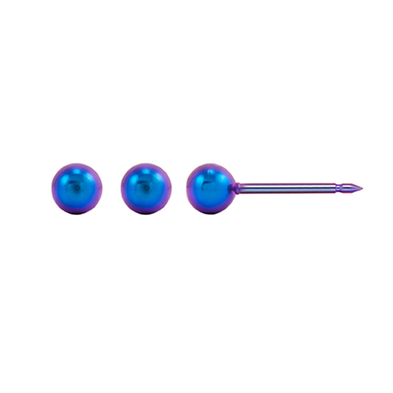 Perçage d'oreilles Inverness boule bleue anodisée 4mm, titane