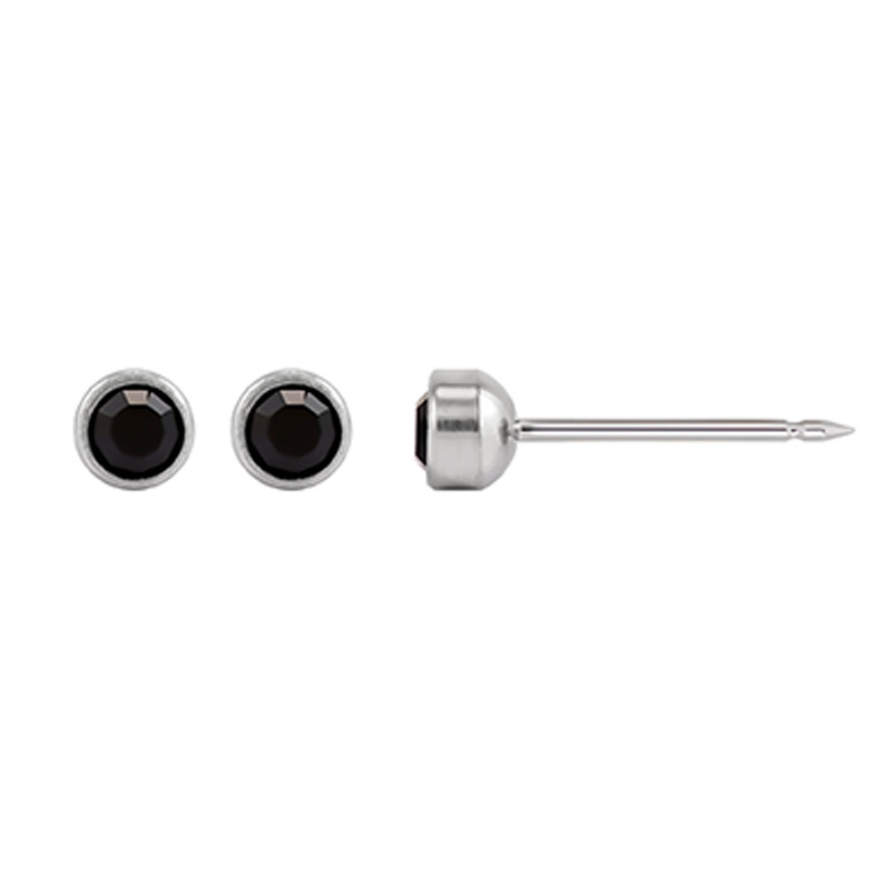 Perçage d'oreilles Inverness boule cristal noir 4mm en titane