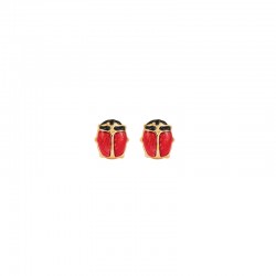 Perçage d'oreilles Inverness coccinelle émail rouge, Or 375/1000