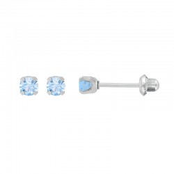 Perçage d'oreilles Inverness cristal aigue-marine carré 3mm sur Acier inoxydable