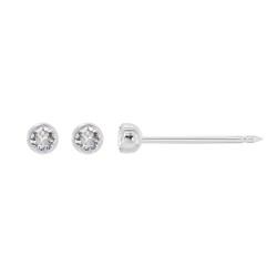 Perçage d'oreilles Inverness cristal blanc serti clos 3mm, acier inoxydable