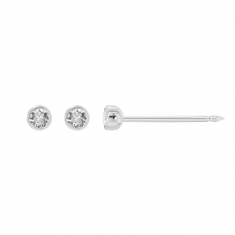 Perçage d'oreilles Inverness cristal blanc serti clos 4mm, acier inoxydable