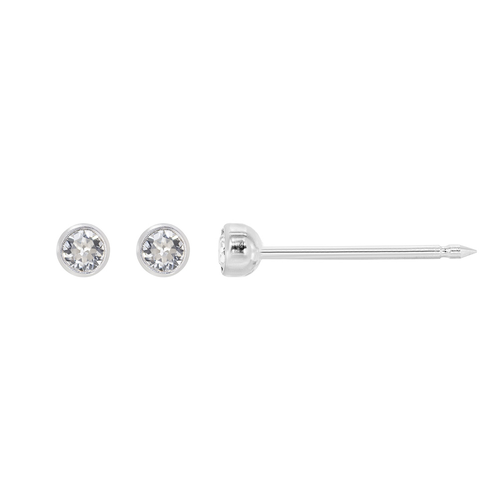 Perçage d'oreilles Inverness cristal blanc serti clos 4mm, acier inoxydable