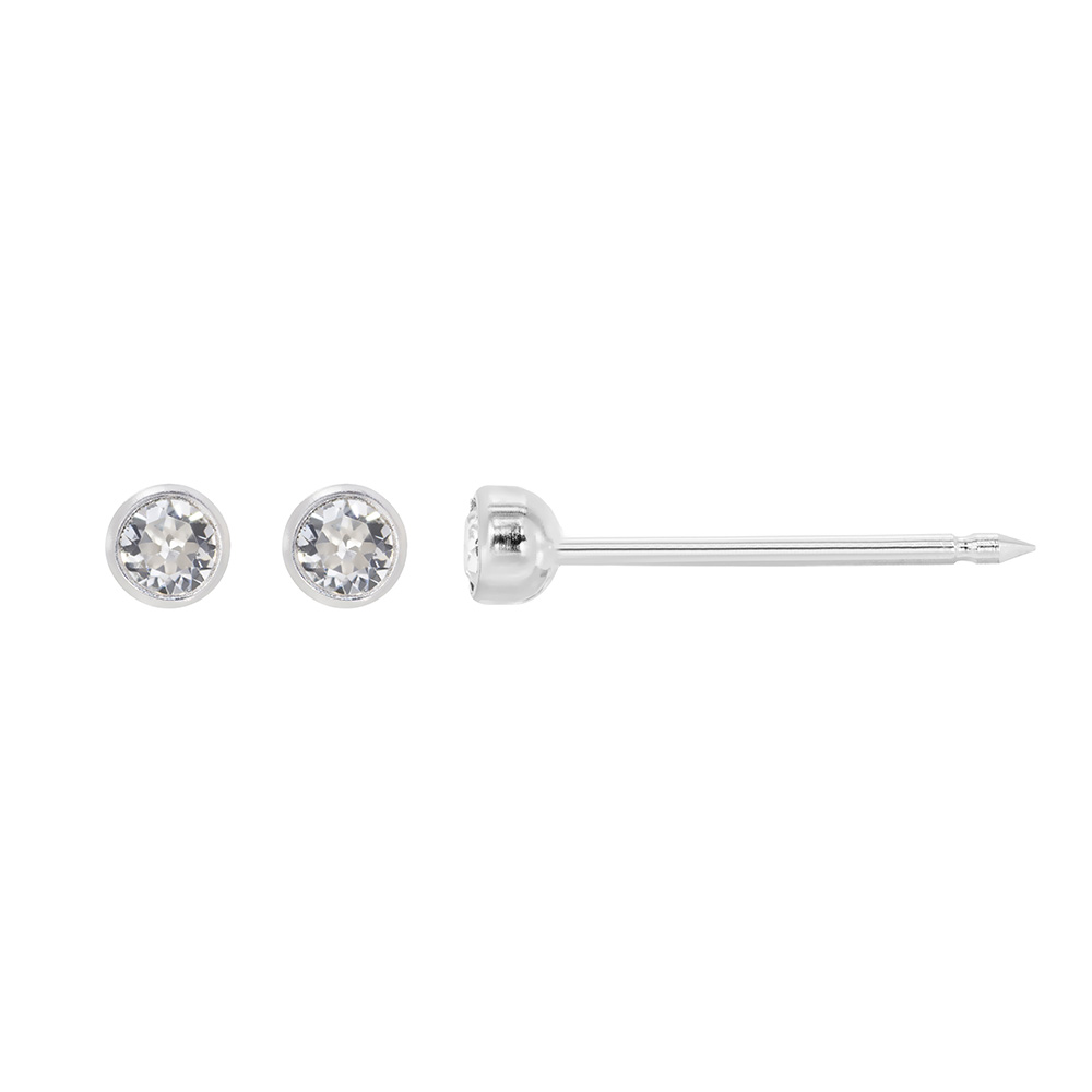 Perçage d'oreilles Inverness cristal blanc serti clos 3mm, acier inoxydable