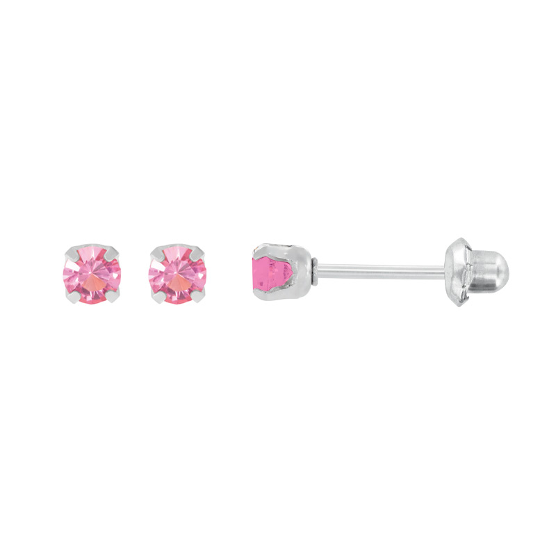 Perçage d'oreilles Inverness cristal rose 3mm sur Acier inoxydable