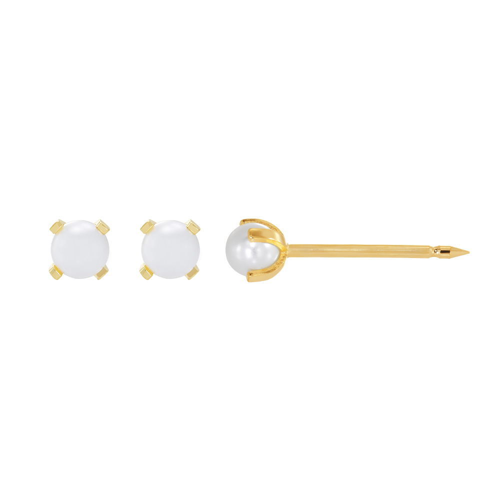 Perçage d'oreilles Inverness en acier doré à l'or fin orné d'une perle synthétique 4mm