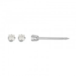 Perçage d'oreilles Inverness en Or blanc 750/1000 Oxyde de zirconium carré griffé 3mm