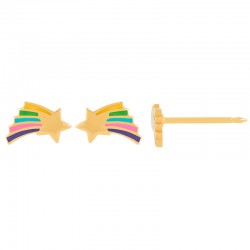 Perçage d'oreilles Inverness Fantaisie, acier doré à l'or fin, orné d'un arc en ciel émaillé