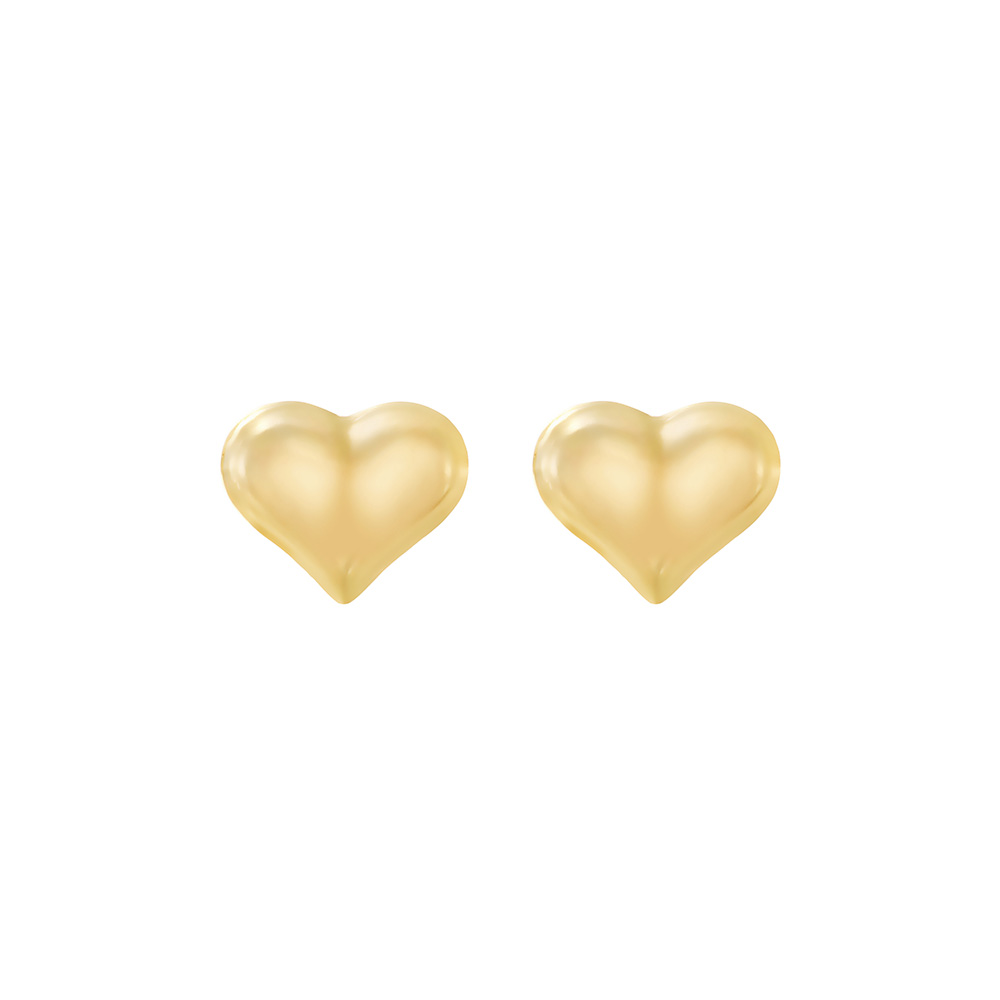 Perçage d'oreilles Inverness Fantaisie forme Coeur bombé en acier doré à l'or fin