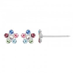 Perçage d'oreilles Inverness Fleur acier inoxydable orné de cristaux de couleurs